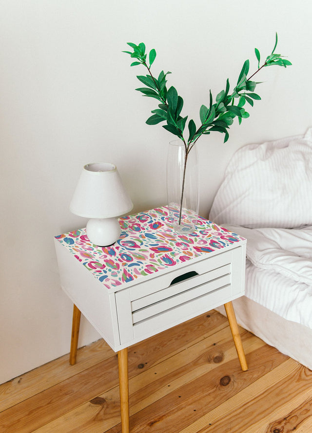 Brushstroke Leopard Red Multi Peel & Stick Wallpaper with Painterly Animal Print - RoomMates RMK12709PLW