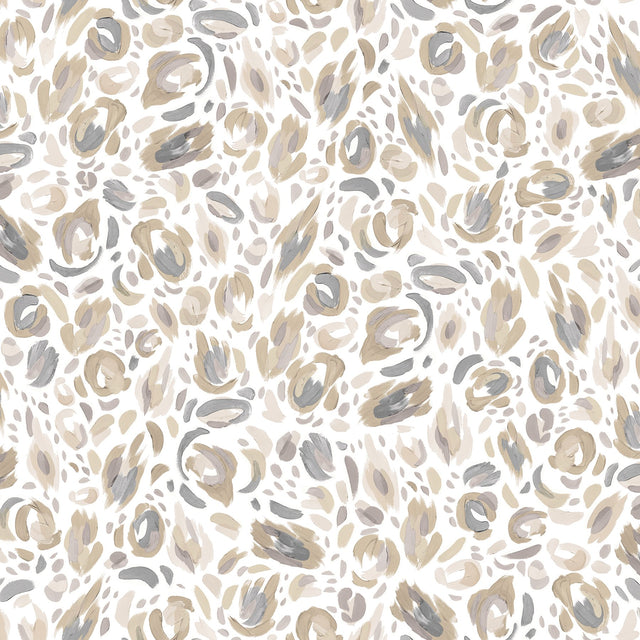 Brushstroke Leopard Neutral Peel & Stick Wallpaper with Bohemian Graphic Pattern - York RMK12710PLW
