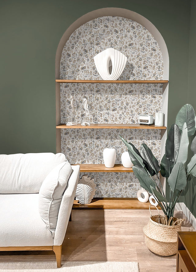 Brushstroke Leopard Neutral Peel & Stick Wallpaper with Bohemian Graphic Pattern - York RMK12710PLW