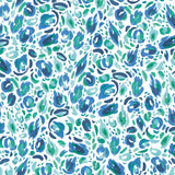 Brushstroke Leopard Blue & Green Peel and Stick Wallpaper with Painterly Leopard Print - York RMK12711PLW