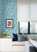 Brushstroke Leopard Blue & Green Peel and Stick Wallpaper with Painterly Leopard Print - York RMK12711PLW
