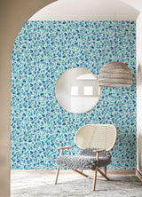 Brushstroke Leopard Blue & Green Peel and Stick Wallpaper with Painterly Leopard Print - York RMK12711PLW