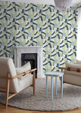 Melbourne Teal Peel & Stick Wallpaper with Retro Geometric Graphics - York RMK12712PLW