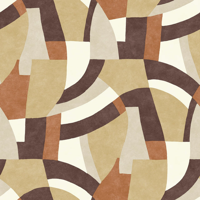 Melbourne Terracotta Peel & Stick Wallpaper with Retro Geometric Graphics - York RMK12713PLW