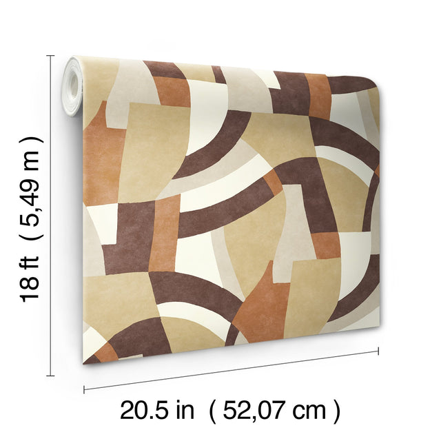 Melbourne Terracotta Peel & Stick Wallpaper with Retro Geometric Graphics - York RMK12713PLW