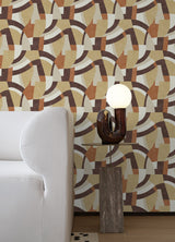 Melbourne Terracotta Peel & Stick Wallpaper with Retro Geometric Graphics - York RMK12713PLW