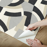 Melbourne Neutral Peel & Stick Wallpaper with Retro Geometric Graphics - York RMK12714PLW