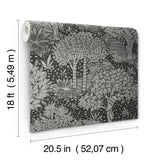 Perth Black Peel & Stick Wallpaper with Botanical Tree Pattern - York RMK12716PLW