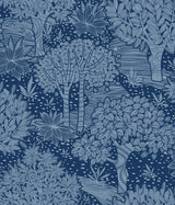 Perth Navy Peel & Stick Wallpaper with Botanical Tree Pattern - York RMK12717PLW