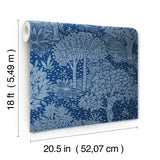 Perth Navy Peel & Stick Wallpaper with Botanical Tree Pattern - York RMK12717PLW