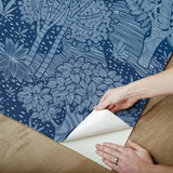 Perth Navy Peel & Stick Wallpaper with Botanical Tree Pattern - York RMK12717PLW