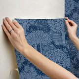 Perth Navy Peel & Stick Wallpaper with Botanical Tree Pattern - York RMK12717PLW