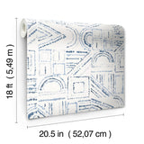Brisbane Blue Peel & Stick Wallpaper with Shibori Geometric Graphics - York RMK12718PLW