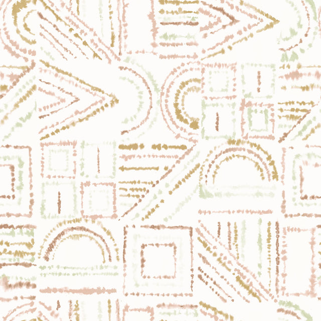 Brisbane Terracotta Peel & Stick Wallpaper with Shibori Geometric Motif - York RMK12719PLW