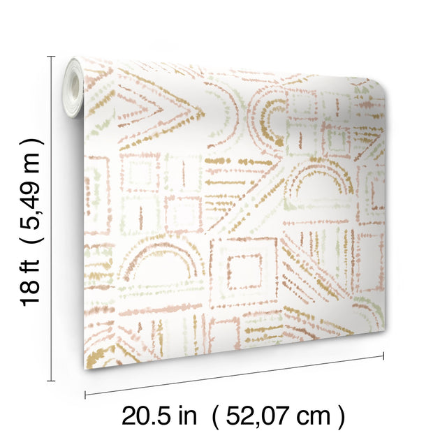 Brisbane Terracotta Peel & Stick Wallpaper with Shibori Geometric Motif - York RMK12719PLW