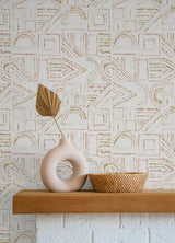 Brisbane Terracotta Peel & Stick Wallpaper with Shibori Geometric Motif - York RMK12719PLW