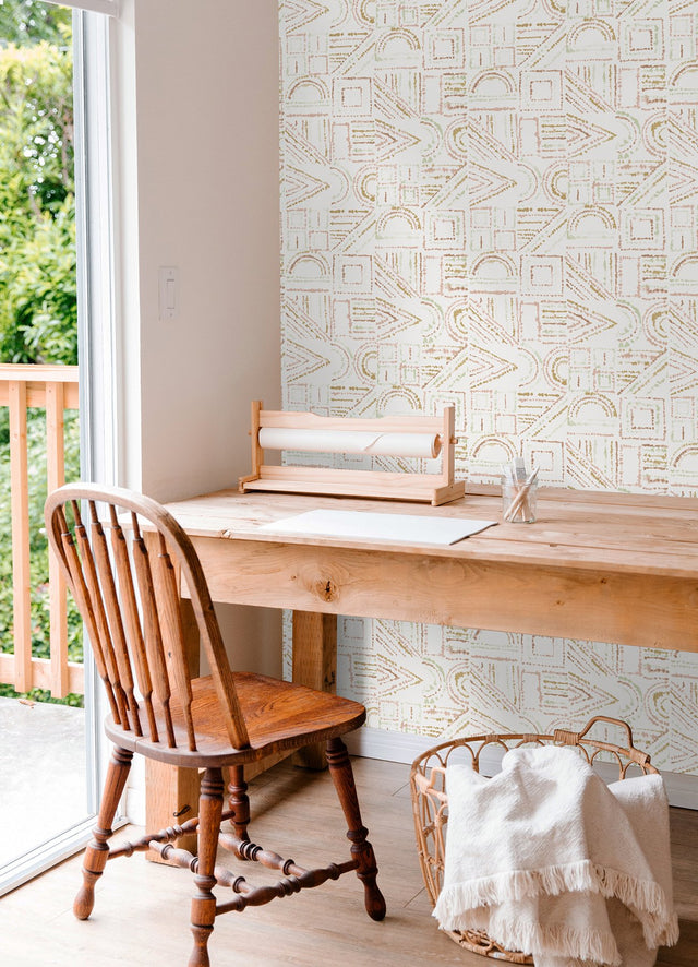 Brisbane Terracotta Peel & Stick Wallpaper with Shibori Geometric Motif - York RMK12719PLW
