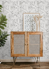 Brisbane Black Peel & Stick Wallpaper with Shibori Geometric Graphics - York RMK12720PLW