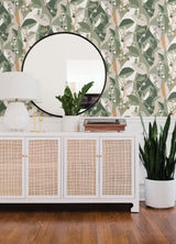 Adelaide Green Peel & Stick Wallpaper with Botanical Berry Print - York RMK12721PLW