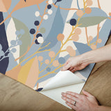 Adelaide Blue Peel & Stick Wallpaper with Botanical Berry Print - York RMK12722PLW