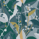 Adelaide Teal Peel & Stick Wallpaper with Botanical Berry Graphics - York RMK12723PLW