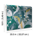 Adelaide Teal Peel & Stick Wallpaper with Botanical Berry Graphics - York RMK12723PLW
