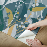 Adelaide Teal Peel & Stick Wallpaper with Botanical Berry Graphics - York RMK12723PLW