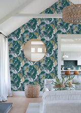 Adelaide Teal Peel & Stick Wallpaper with Botanical Berry Graphics - York RMK12723PLW
