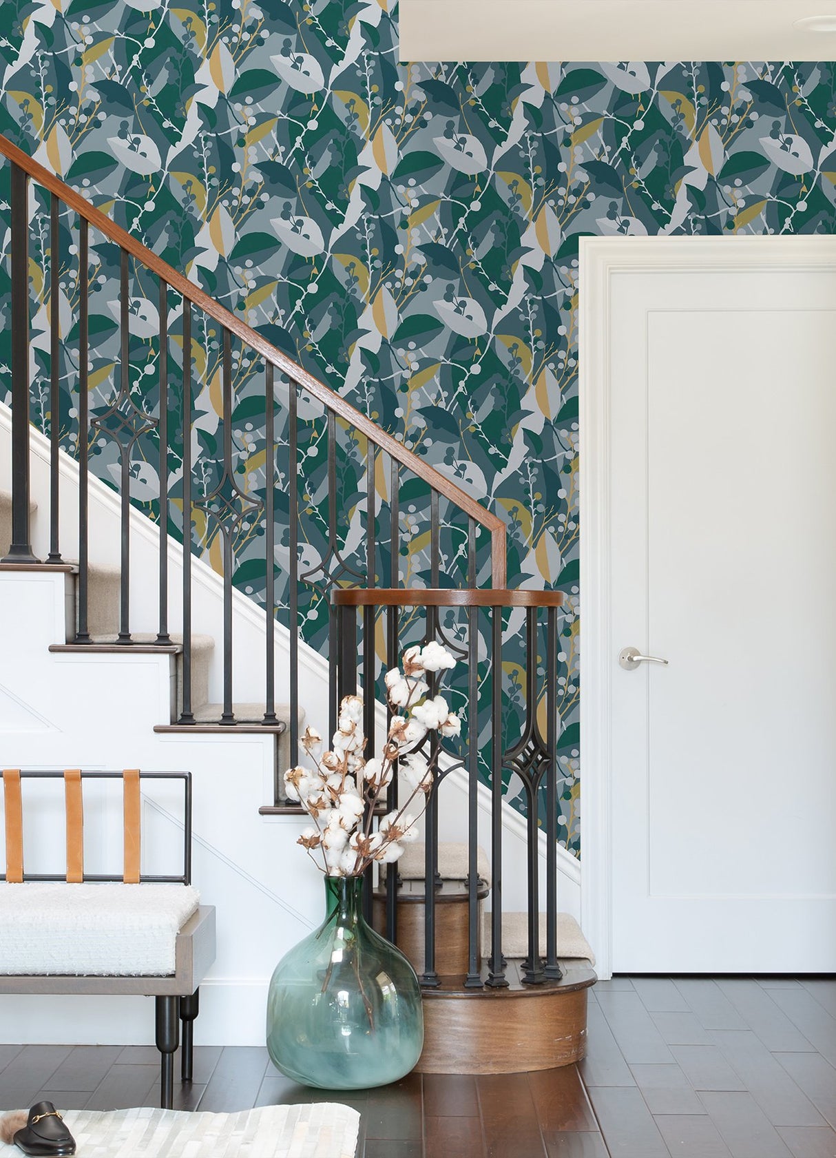 Adelaide Teal Peel & Stick Wallpaper with Botanical Berry Graphics - York RMK12723PLW