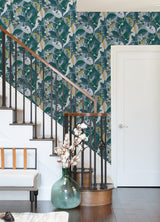 Adelaide Teal Peel & Stick Wallpaper with Botanical Berry Graphics - York RMK12723PLW