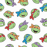 Teenage Mutant Ninja Turtles Character Faces White Peel & Stick Wallpaper with Kids Novelty Graphics - York RMK12727PLW