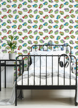 Teenage Mutant Ninja Turtles Character Faces White Peel & Stick Wallpaper with Kids Novelty Graphics - York RMK12727PLW