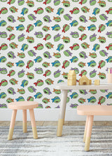 Teenage Mutant Ninja Turtles Character Faces White Peel & Stick Wallpaper with Kids Novelty Graphics - York RMK12727PLW