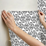 Minions Line Art Black Peel & Stick Wallpaper with Black-and-White Character Graphics - York RMK12730PLW