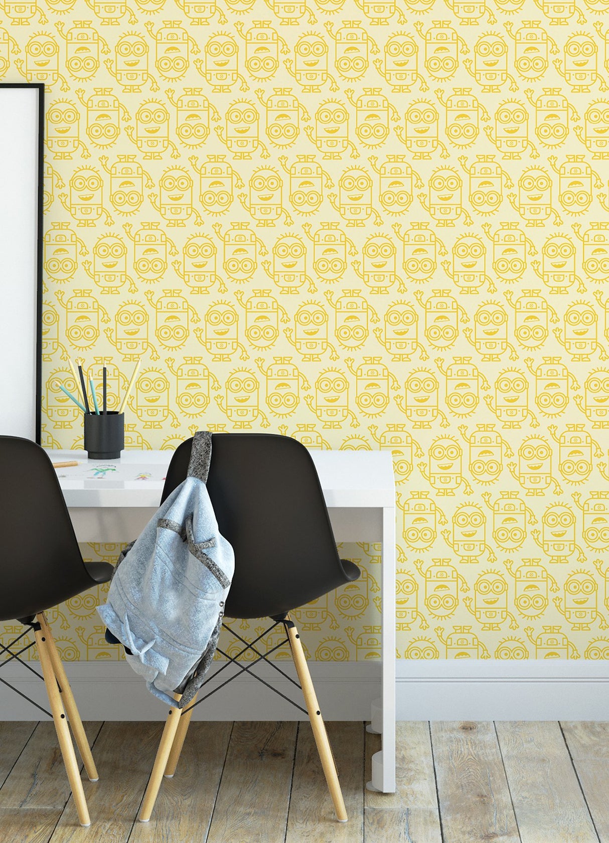 Minions Line Art Yellow Peel & Stick Wallpaper with Kids Novelty Graphics - York RMK12732PLW