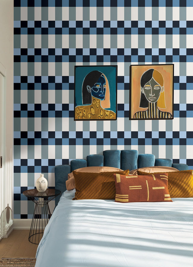 Framework Blue Geometric Peel & Stick Wallpaper - York RMK12734PLW