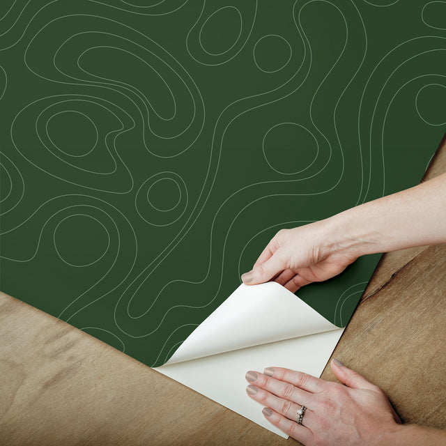 Lineation Green Peel & Stick Wallpaper with Modern Geometric Graphics - York RMK12737PLW
