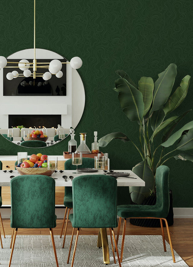 Lineation Green Peel & Stick Wallpaper with Modern Geometric Graphics - York RMK12737PLW