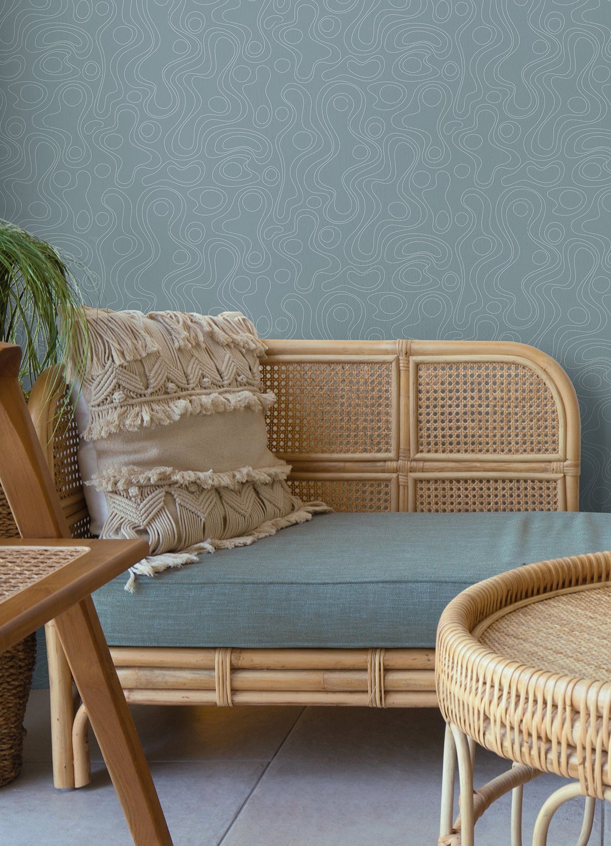 Lineation Blue Peel & Stick Wallpaper with Organic Geometric Pattern - York RMK12738PLW