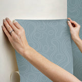 Lineation Blue Peel & Stick Wallpaper with Organic Geometric Pattern - York RMK12738PLW