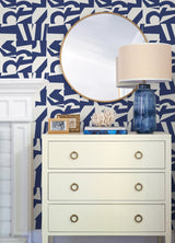 Inside The Box Blue Peel & Stick Wallpaper with Modern Geometric Graphic Pattern - York RMK12739PLW