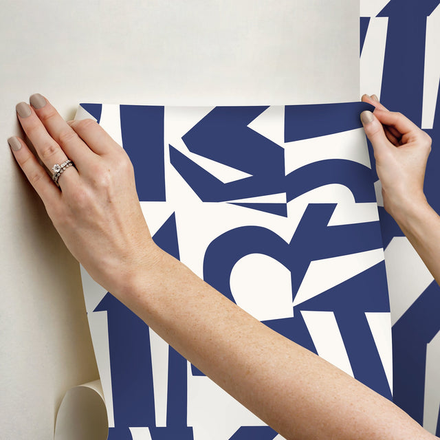 Inside The Box Blue Peel & Stick Wallpaper with Modern Geometric Graphic Pattern - York RMK12739PLW
