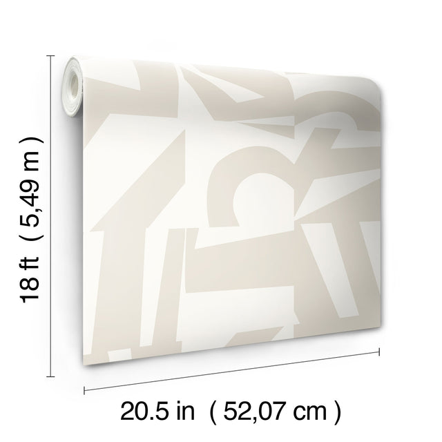 Inside The Box Taupe Peel & Stick Wallpaper with Geometric Negative-Space Checkerboard - York RMK12740PLW