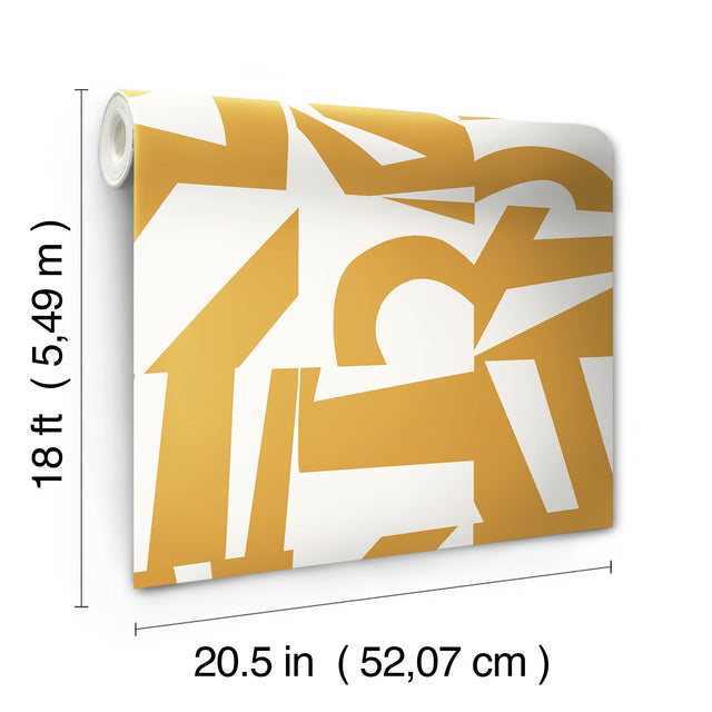 Inside The Box Yellow Peel & Stick Wallpaper with Modern Geometric Checkerboard - York RMK12741PLW