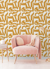 Inside The Box Yellow Peel & Stick Wallpaper with Modern Geometric Checkerboard - York RMK12741PLW