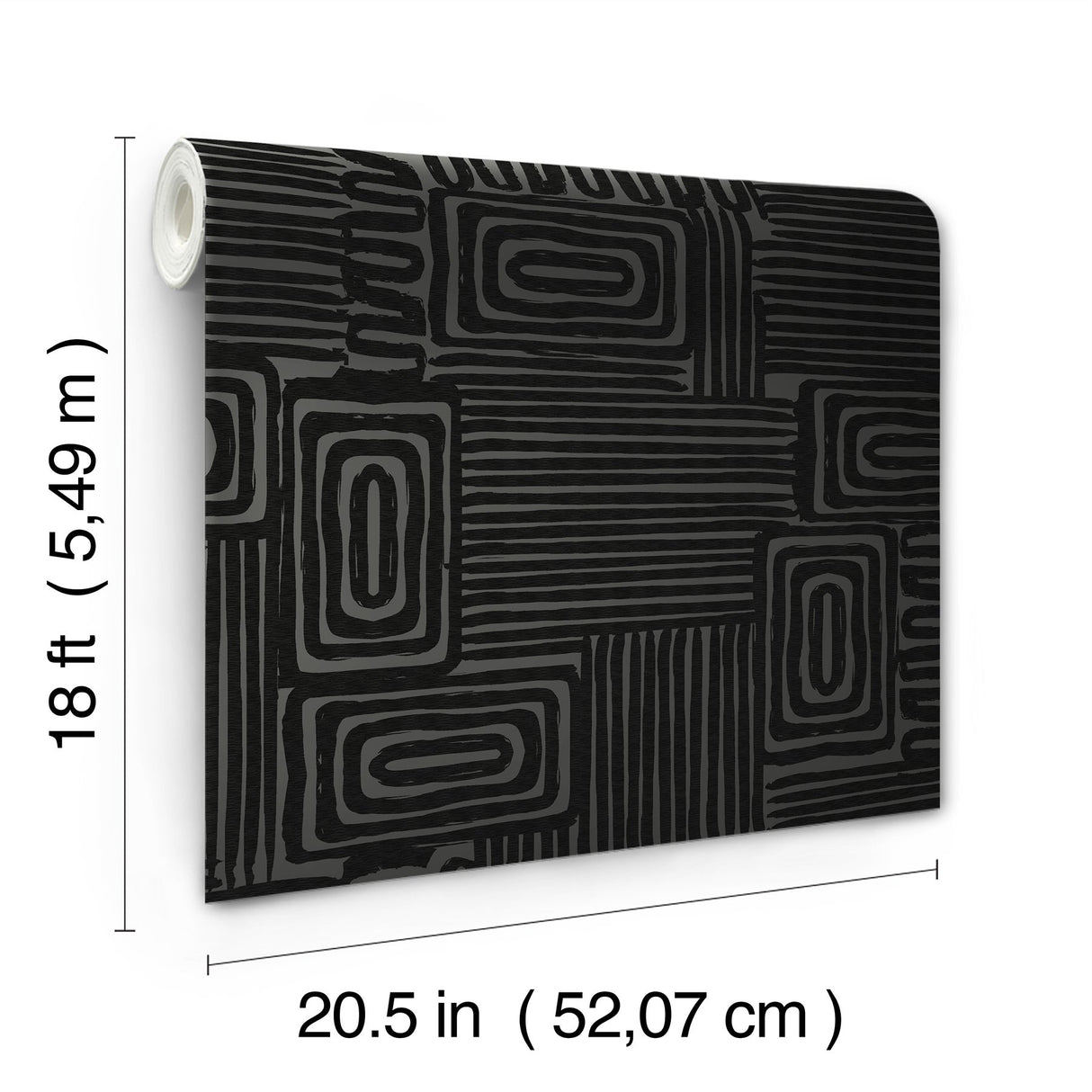 Pathways Black Peel & Stick Wallpaper with Modern Geometric Graphics - York RMK12742PLW