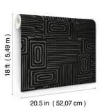 Pathways Black Peel & Stick Wallpaper with Modern Geometric Graphics - York RMK12742PLW