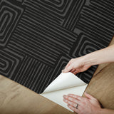 Pathways Black Peel & Stick Wallpaper with Modern Geometric Graphics - York RMK12742PLW