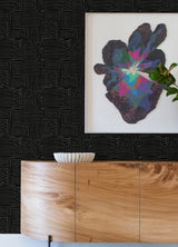 Pathways Black Peel & Stick Wallpaper with Modern Geometric Graphics - York RMK12742PLW