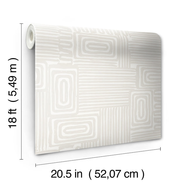 Pathways Taupe Geometric Peel & Stick Wallpaper - York RMK12743PLW